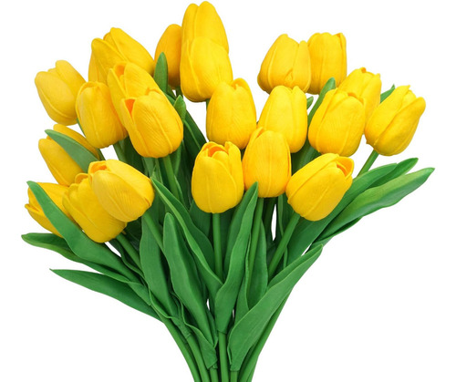 24pcs Flores Artificiales De Tulipán, Tulipanes Artifici [u]