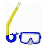 Set De Snorkel Kit Buceo Y Mascara Ajustable Infantil Pileta Color Azul