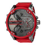 Reloj Diesel Hombre Mr Daddy Dz7370 Color De La Correa Rojo Color Del Bisel Rojo Color Del Fondo Negro