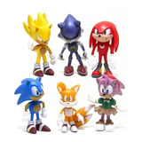 Kit 6 Bonecos Miniatur Metal Sonic Amy Coleção Action Figure