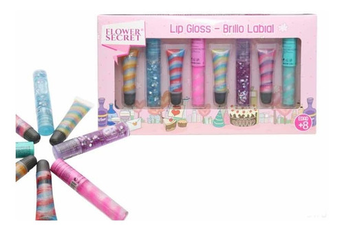 Set 8 Brillos Labiales Para Niñas Y Adolescentes Con Glitter