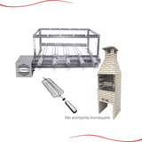 Kit Grill Inox 5 Espetos Especial Para Pré-moldadas De 65cm