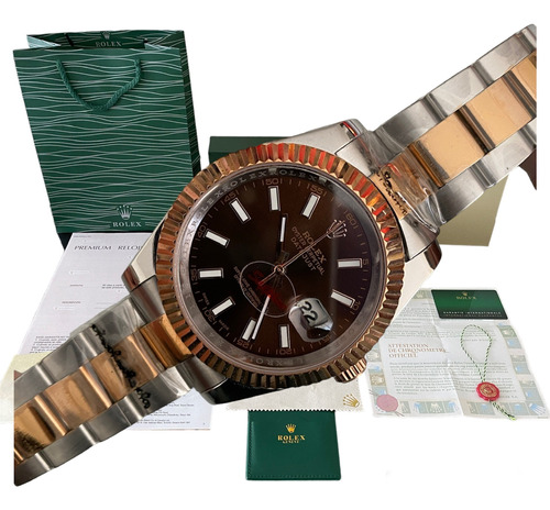  Reloj Rolex Automatico Zafiro Datejust Marron Bi Tono 40mm