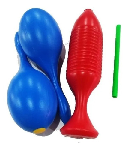 Par De Maracas Con Güiro De Plástico,  Musical De Percusión 