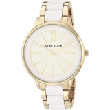 Anne Klein Reloj De Diseñador Mano Mujer Cuarzo 1412ivgb Ev Color De La Correa Dorado / Gold Color Del Bisel Pearl Color Del Fondo Blanco / White