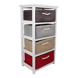 Mueble Organizador De Madera Con 4 Cajones Color Blanco