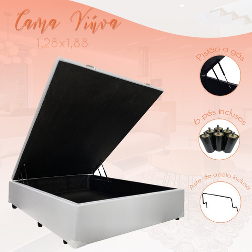 Cama Box Baú Viúva 1,28 X 1,88 Blindada Reforçada