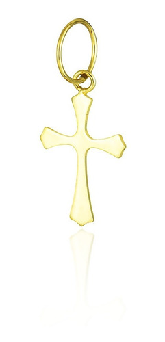 Pingente Ouro 18k Cruz Crucifixo 10mm Lisa Espelhada