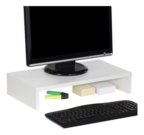 Suporte Monitor Desktop, Notebook, Aparador Mdf Branco Tx