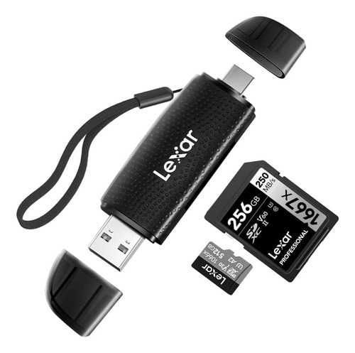 Leitor De Cartao 2 Em 1 Lexar Usb-c 3.2 Sd E Micro Sd Otg