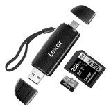 Leitor De Cartao 2 Em 1 Lexar Usb-c 3.2 Sd E Micro Sd Otg