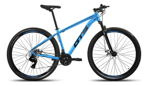 Mountain Bike Gts Feel Fuzzi Aro 29 15  21v Freios De Disco Mecânico Câmbios Shimano Cor Azul-celeste/preto