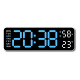 Reloj De Pared Temperature Digital De 9 Usos, Enchufable, Gr
