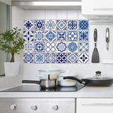 Azulejos Adhesivos Decorativos Vinil Laminado Alto Desempeño Protección Brillante 10 Modelos Diferentes C/10pz 20x20cm Color Talavera