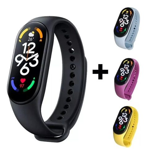 Relógio Xiaomi Mi Band 7 Global C/3 Pulseira + 1 Película 