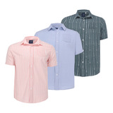 Paquete De 3 Camisas Manga Corta Stretch Slim Fit Basica Mao