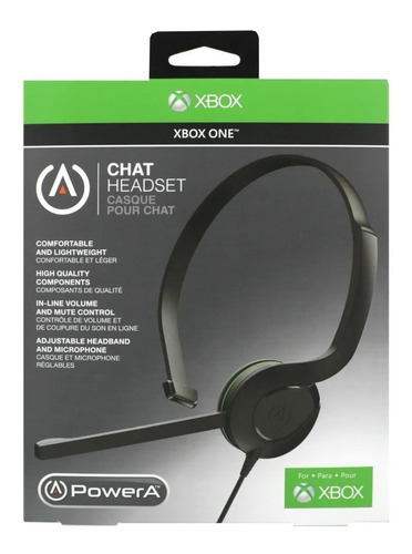 Audífonos Gamer Para Xbox One Powera 3.5 Universal Chat Back Color Negro