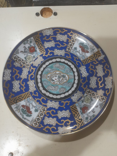 Plato Decorativo Antiguo , Porcelana Tsuji , Industria Argen