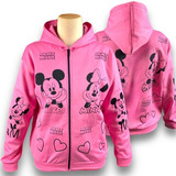 Moletom Feminino Blusa De Frio Minnie-mickey Poliéster Capuz