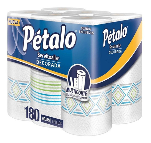 Servitoallas Pétalo® Decorada Multicorte 6 Rollos 180 Hojas