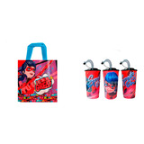 Paquete De 10 Bolsas Dulceros Y 10 Vasos Fiesta Lady Bug