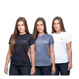Kit 3 Camisas Feminina Dry Fit Academia Com Proteção Uv