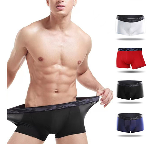 4 Piezas De Ropa Interior Masculina De Seda Helada