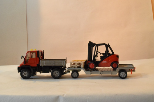 Unimog C/ Trailer C/ Elevador Linde Siku 1/55  C/caja 