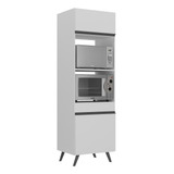 Paneleiro 63cm Para Forno E Micro Veneza Multimóveis V3679 Cor Branco/preto