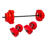 Kit Barra + Mancuernas + 30kg En Discosacanalados 360fitness