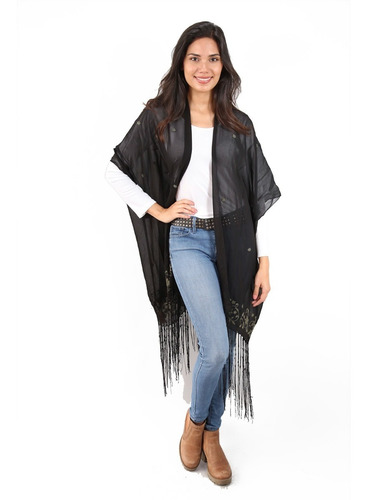 Poncho Ruana Pashmina De Mujer Kimono Grande 15015 Spiga 31 