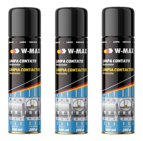 Limpa Contato Spray W-max 300ml 3 Peças Wurth 5986111400-3 5