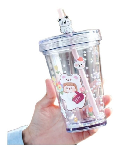 Vaso Pitillo Kawaii Pajilla Lindo Regalo Vasito Transparente