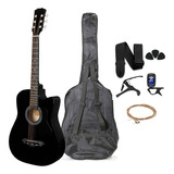 Guitarra Acústica Femmto Ag002 Para Diestros Color Negro Arce Brillante