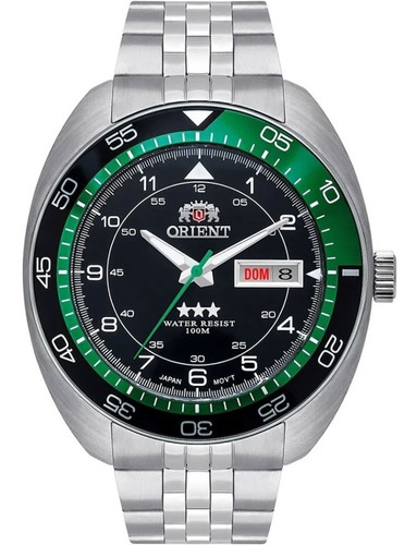 # Relógio Orient Masculino Automático F49ss018 Prata Verde