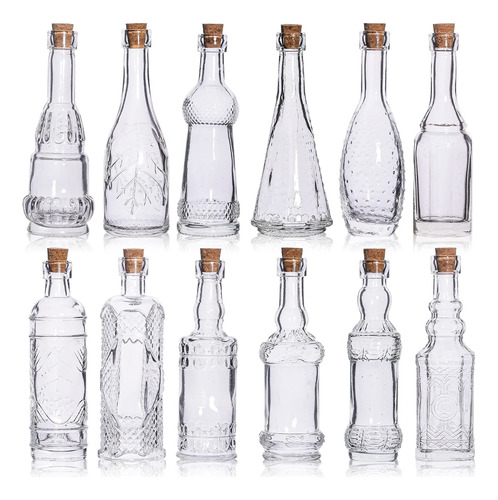 Eleganttime Botellas De Pocion Con Corcho, Paquete De 12 Bot