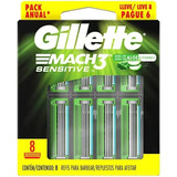 Carga Para Aparelho De Barbear Gillette Mach3 Sensitive - 8 