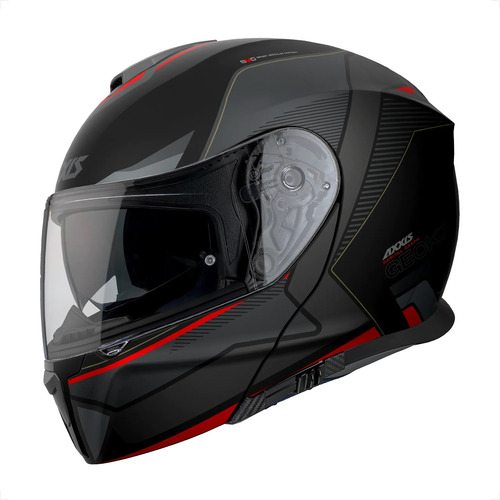 Capacete Axxis Sv Gecko Capital B1 Preto Vermelho Modular