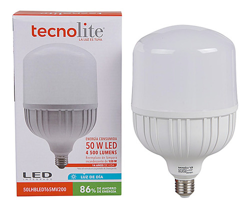 Lampara Led Alta Potencia Frío 50w E27 4500lm Tecnolite