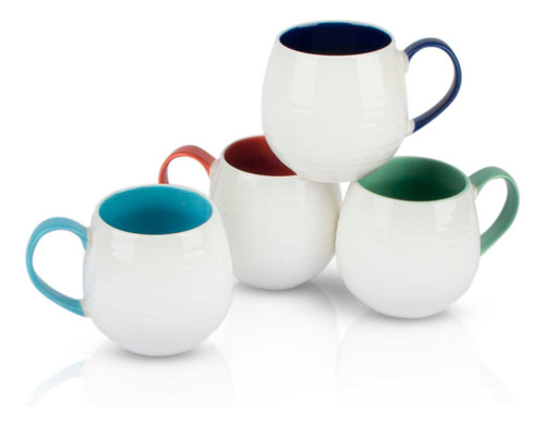 Set X4 Jarros Tazas De Cerámica Con Blanco Colores Surtidos