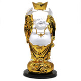 Buda Chinês Em Pé Dourado 18 Cm Estatueta Hindu Tailandês