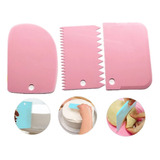 Kit 3 Raspador Para Bolo Confeiteiro Espátula Cor Rosa