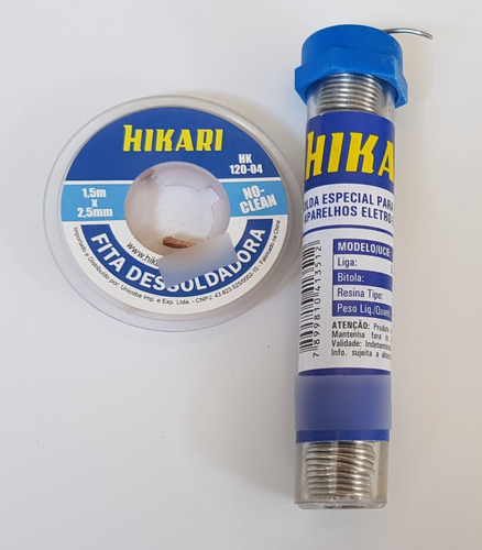 Fita Malha Dessoldadora Hikari  1,5m X 2,5mm + Solda Hikari