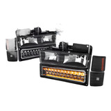 Faros Fondo Negro Con Cuarto Led Silverado 88/98