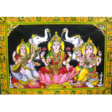 Auspicious Lakshmi Ganesha Saraswati/diwali Pujan - Tapiz De