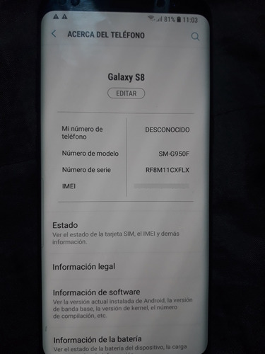 Samsung S8 G950f Negro 64 Gb