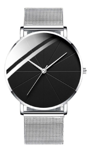 Reloj Hombre Negro Gris Acero Inoxidable Elegante