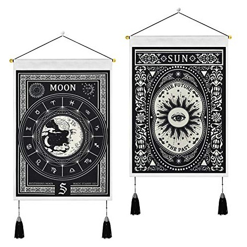 Paquete De 2 Tapices De Tarot Luna Y Sol, Tapiz De   De...