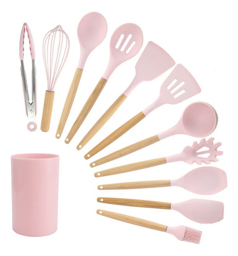 Kit 12 Peças Colher De Silicone Utensílio De Cozinha B