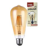 Lampara Led Filamento Tubular Vintage 6w Luz Cálida X10 Unid